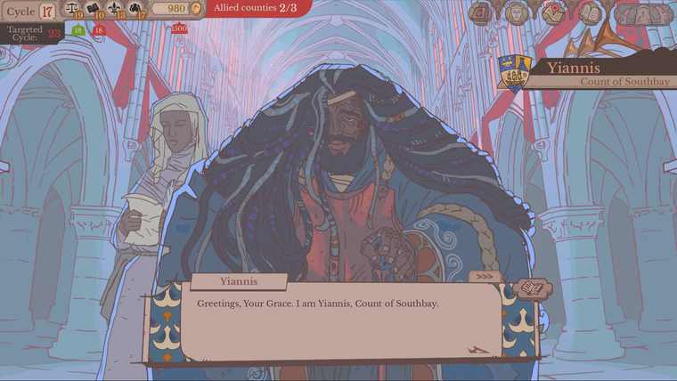 The Round Table screen with knight portraits arranged around it